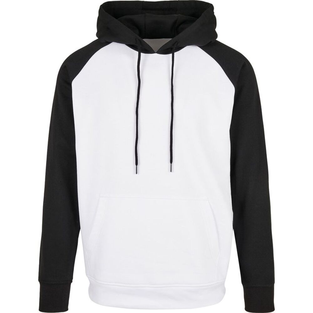 Build Your Brand Mens Basic  Hoodie / White/Black